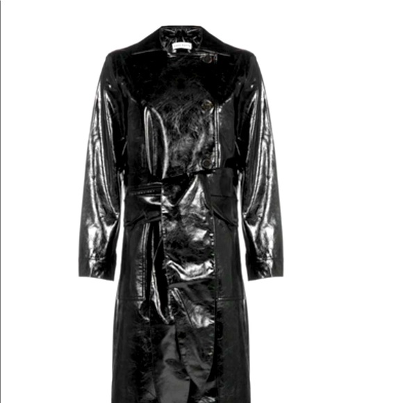 Saks Potts Jackets & Blazers - Saks Potts Luso black shiny fabric trench coat size 1